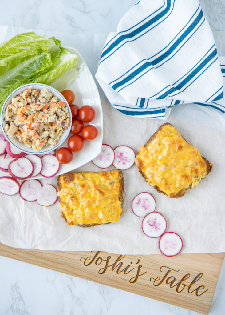 tuna melt and tuna salad in bowl