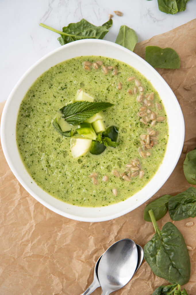 green gazpacho with cucumber and pepper