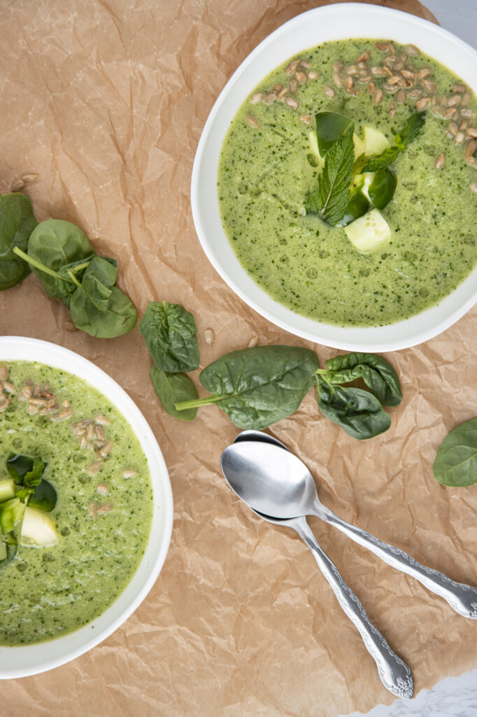 green gazpacho with cucumber and pepper