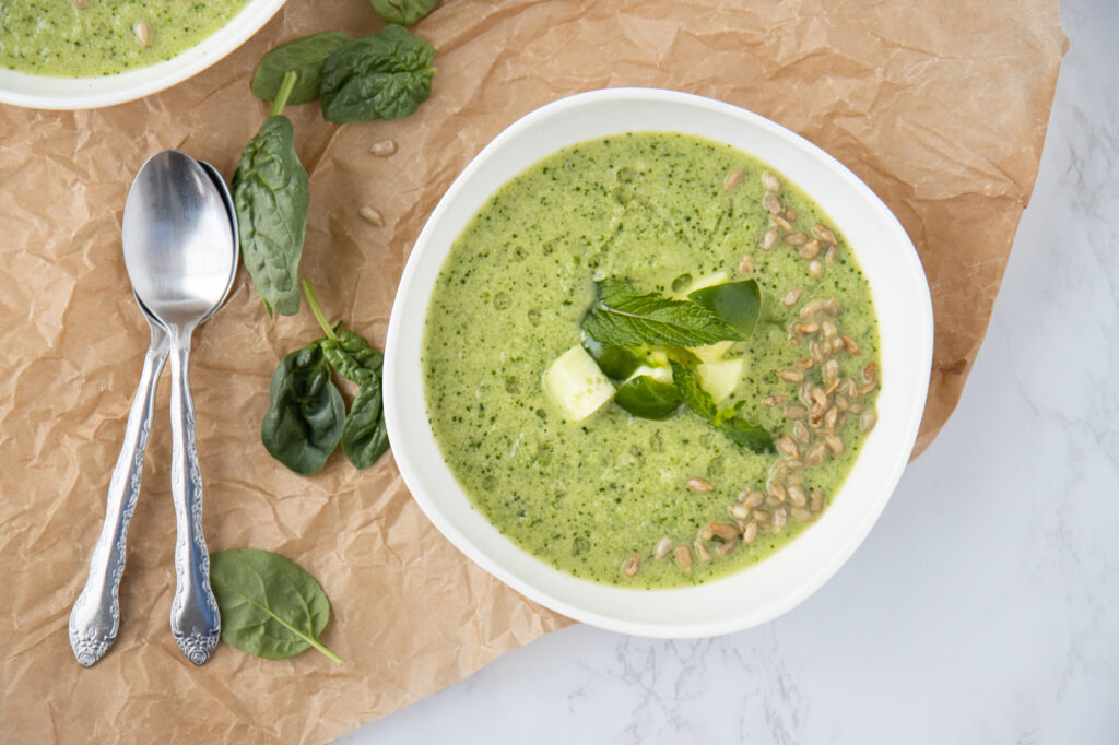 green gazpacho with cucumber and pepper