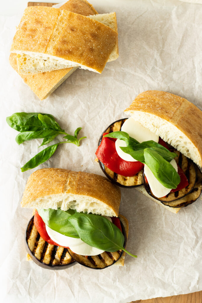 balsamic grilled eggplant sandwiches