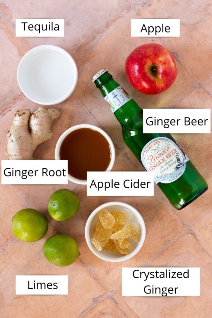 ingredients to make apple ginger margaritas