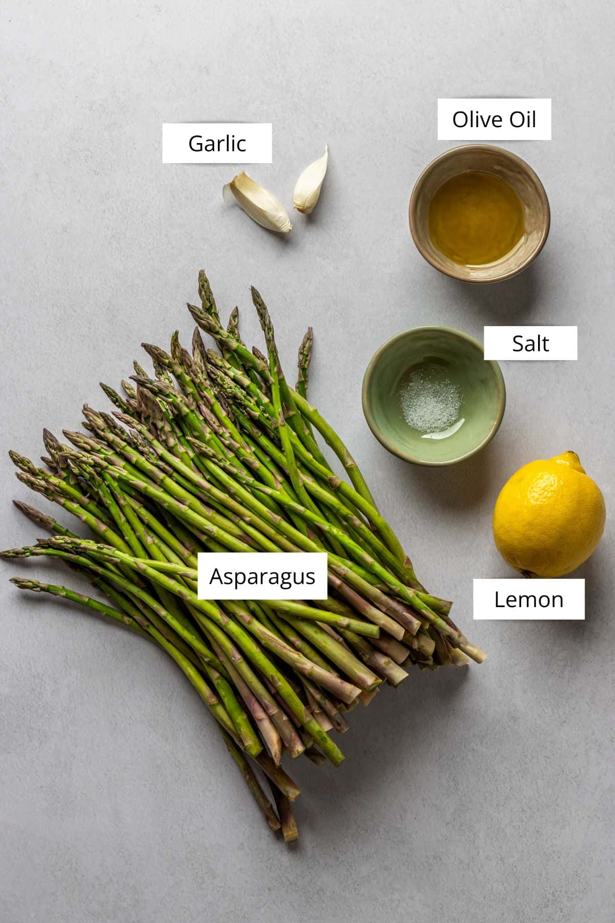 Ingredients for lemon roasted asparagus.