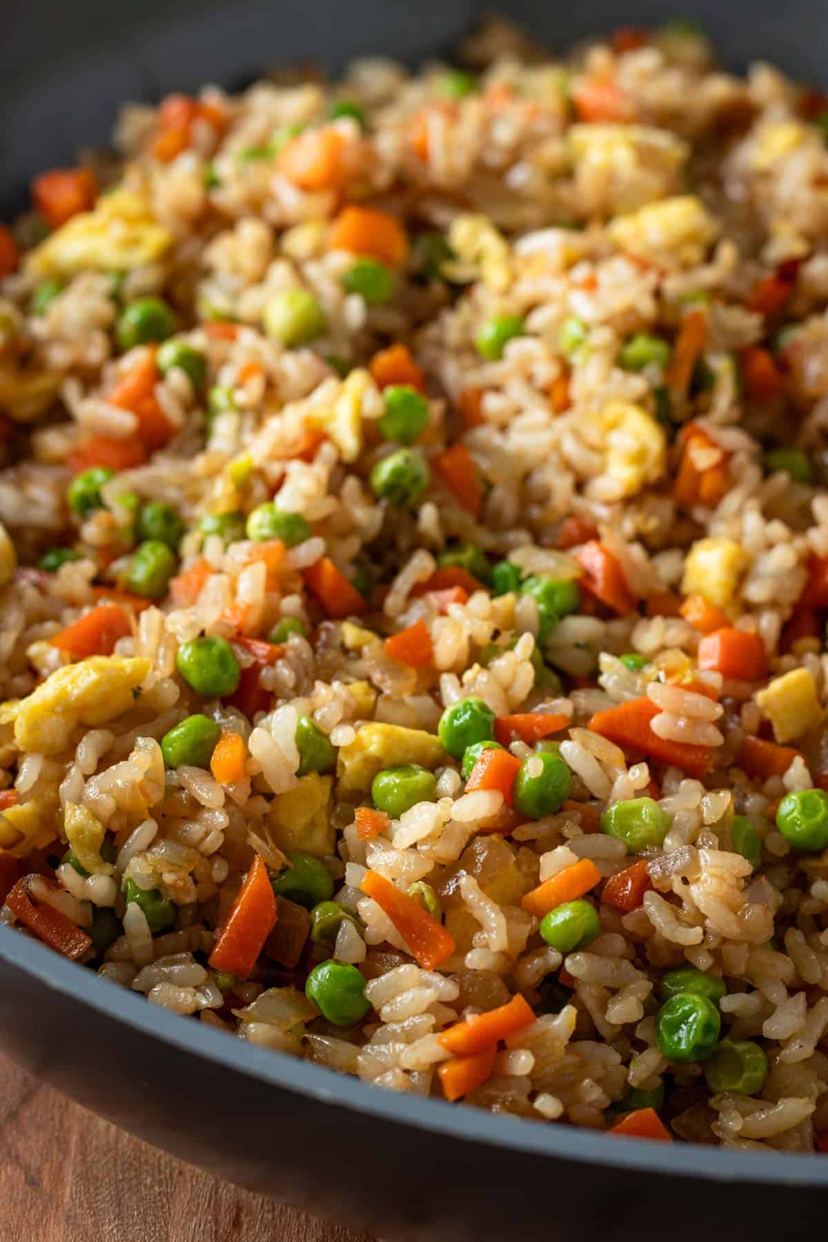 Close up of vegetable fried rice.