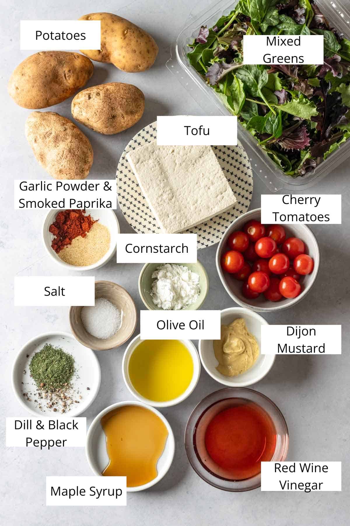 Ingredients for vegan breakfast salad.