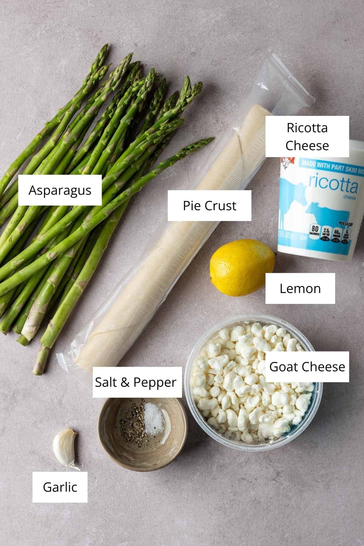 Ingredients for asparagus galette.