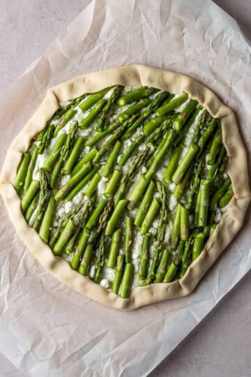 Asparagus galette before getting baked in the oven.