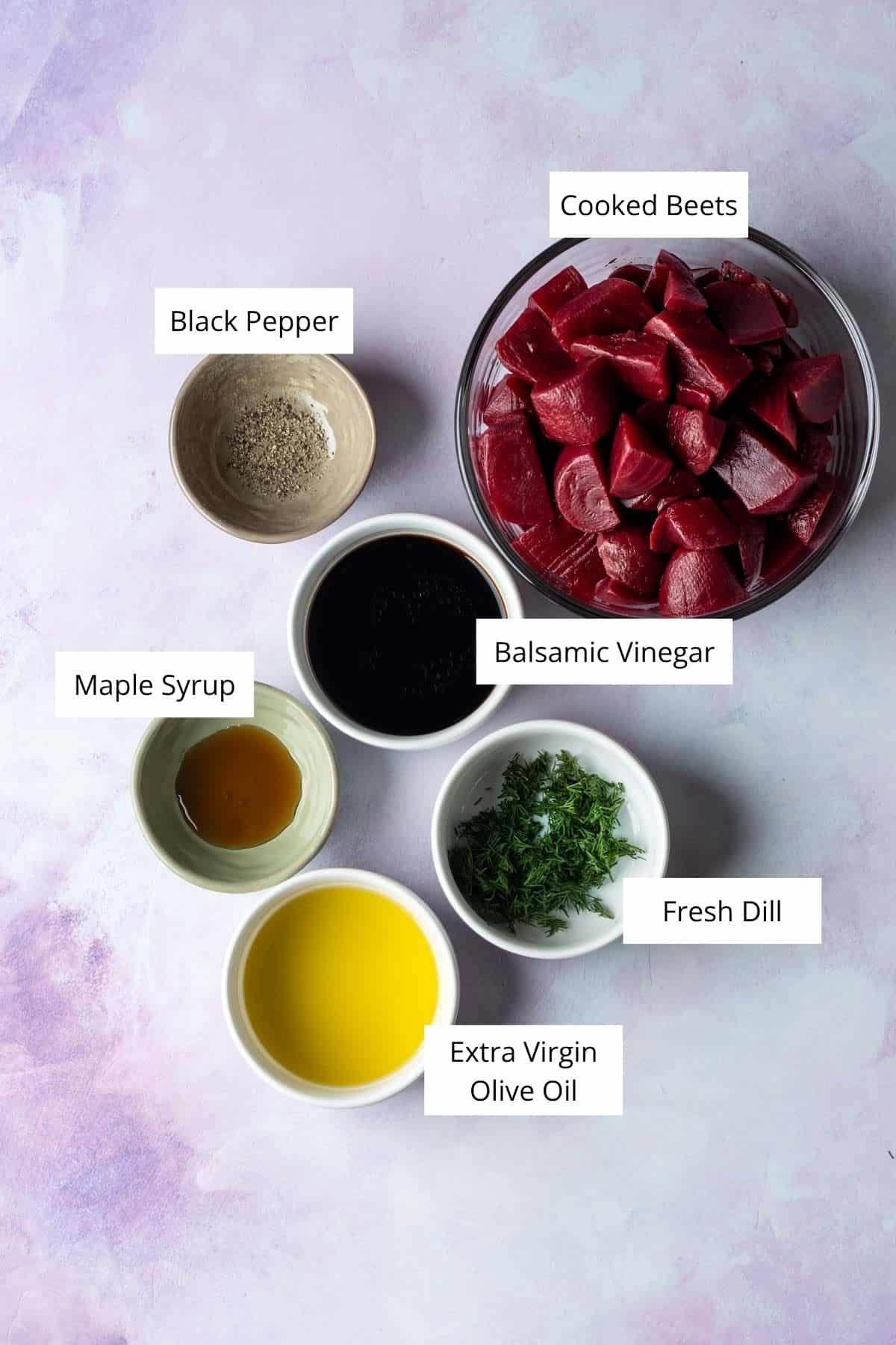 Ingredients for quick pickled beet salad.
